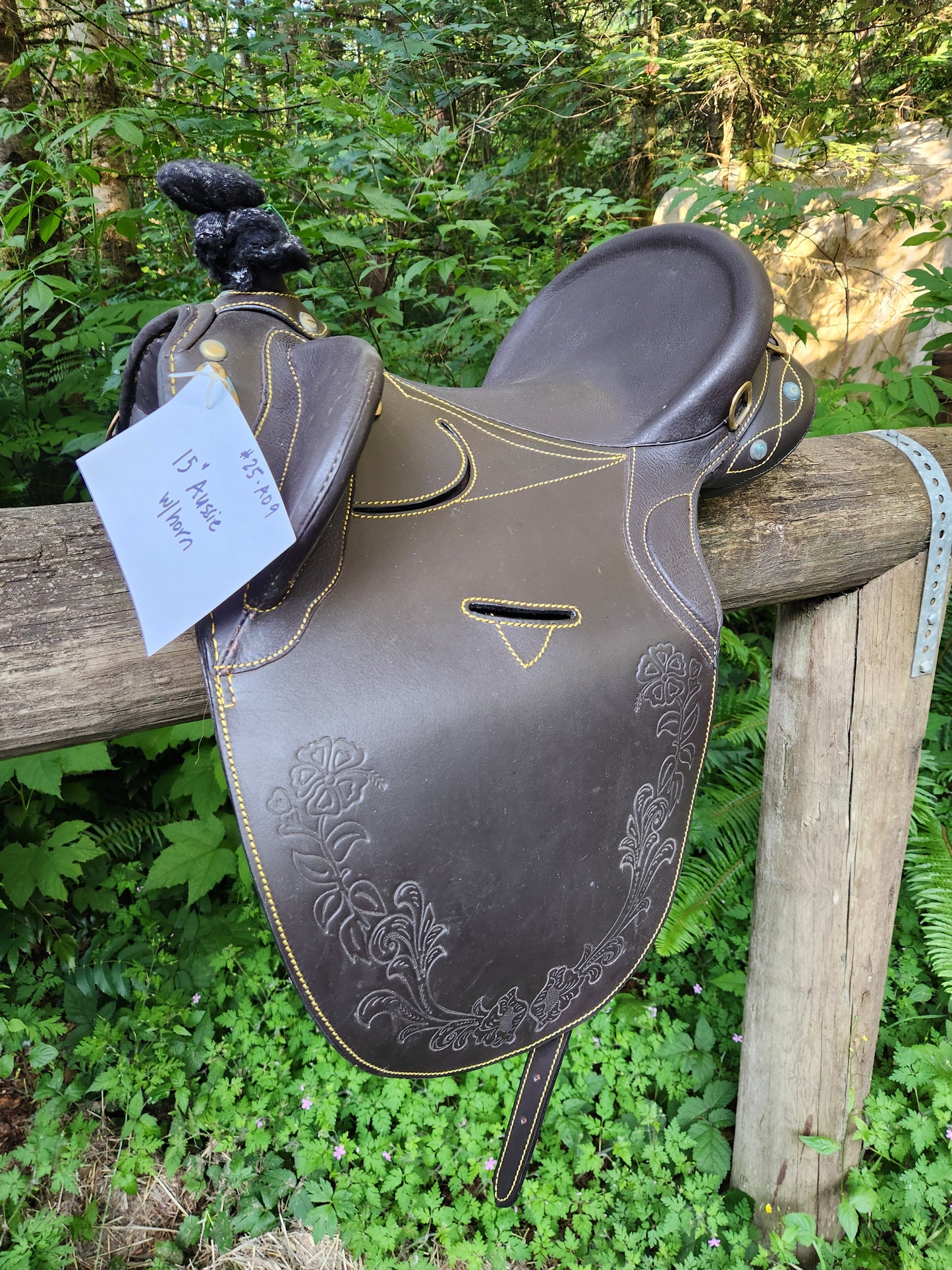 15" Brown Aussie Saddle with horn